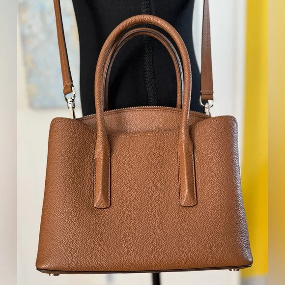 Kate Spade Medium Top Handle Satchel: Brown Leather w/ Removeable Shoulder Strap - Picture 5 of 13